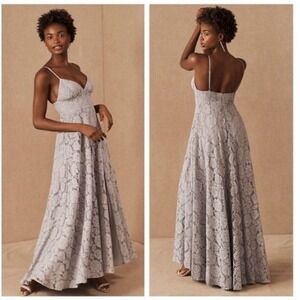 Anthropologie Fame‎ and Partners Charlotte Dress Lace Light Grey Size 10 NEW